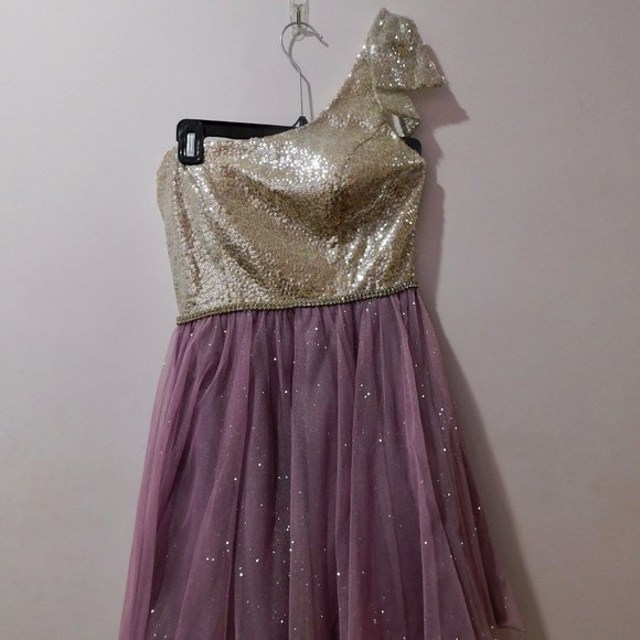 Silver & Purple Sequin / Tulle Formal Dress - Picture 2 of 9